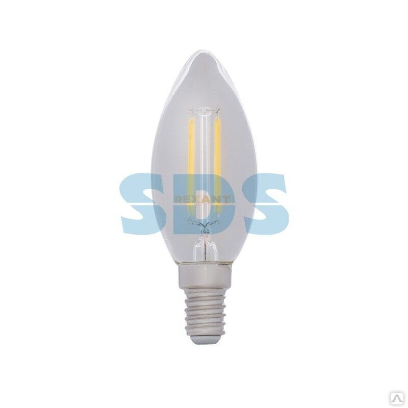 Лампа светодиодная филаментная Свеча CN35 7,5Вт 600Лм 4000K E14 диммируемая, прозрачная колба REXANT