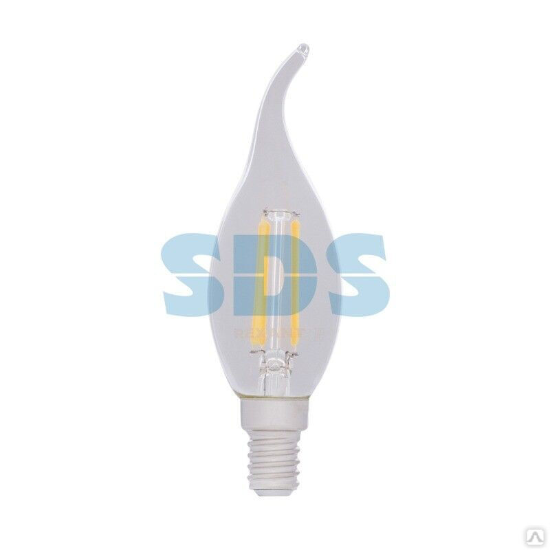 Лампа светодиодная филаментная Свеча на ветру CN37 7,5Вт 600Лм 2700K E14 диммируемая, прозрачная колба REXANT