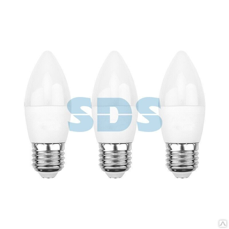 Лампа светодиодная REXANT Свеча CN 7.5 Вт E27 713 Лм 6500 K холодный свет (3 шт./уп)