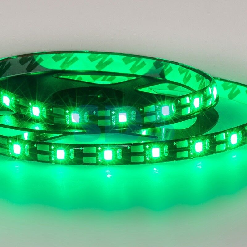 LED лента 1м с USB коннектором 5 В, 8 мм, IP65, SMD 2835, 60 LED/m, цвет свечения зеленый LAMPER