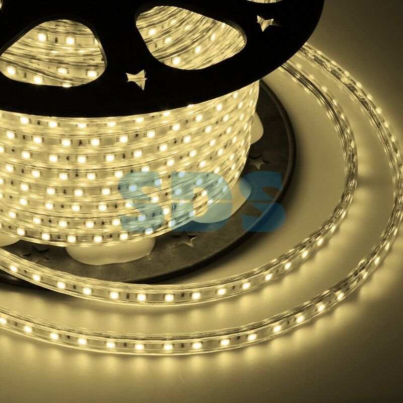 LED лента 220 В, 10х7 мм, IP67, SMD 2835, 60 LED/m, цвет свечения теплый белый, бухта 100 м