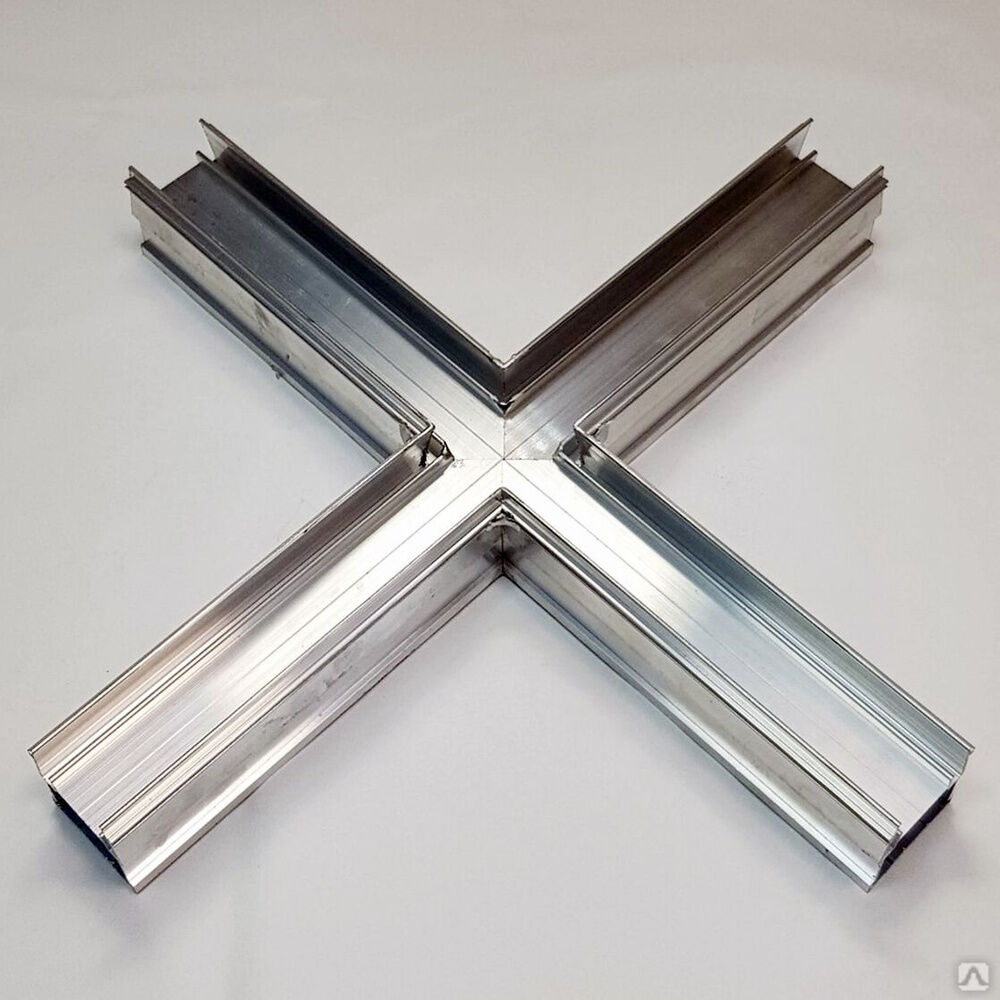 Готовый сварной элемент, крестовина из профиля Flexy LINE 30 для натяжных потолков без покраски алюминий