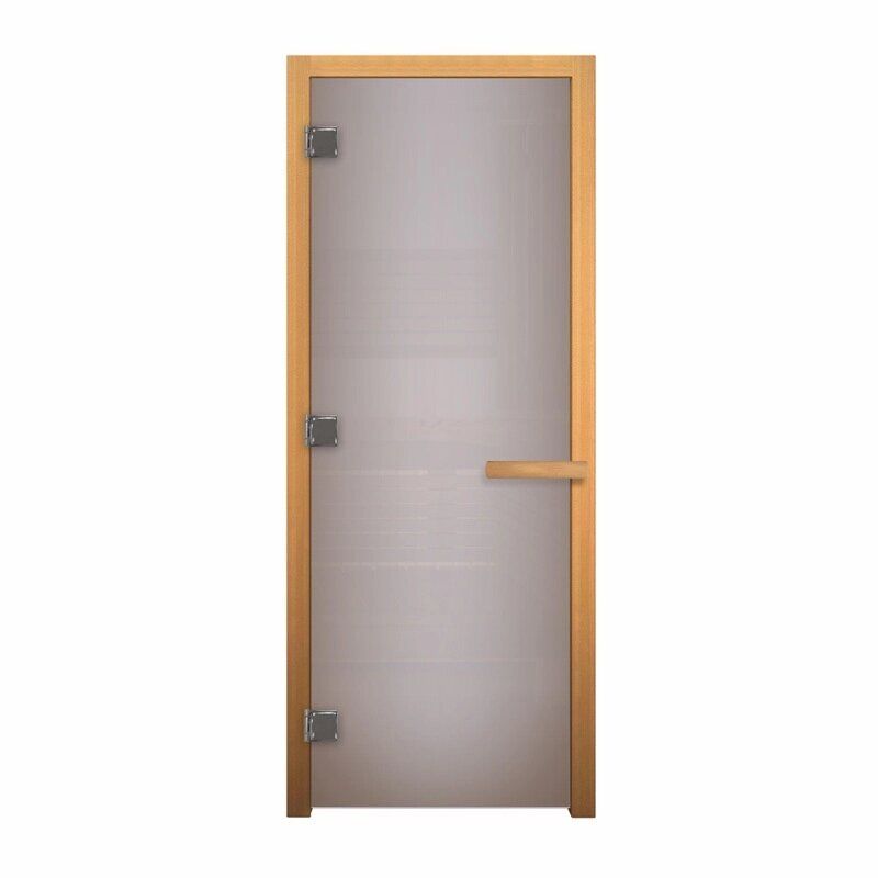 Дверь стекло Сатин Матовая 1900х700 (8мм, 3 петли 710) (Осина) Везувий Двери для бани и сауны
