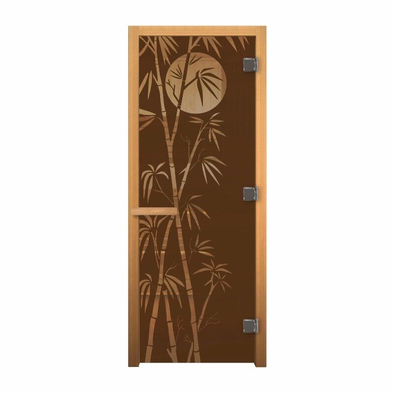 Дверь стекло Бронза "Бамбук" 1900х700 мм (8мм, 3 петли хром, коробка осина, открывание правое) Везувий Входные двери