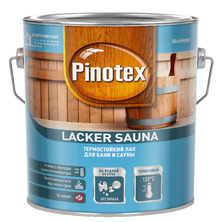 Лак Пинотекс Lacker SAUNA 20 полуматовый на водной основе 2,7 л /4 5254108