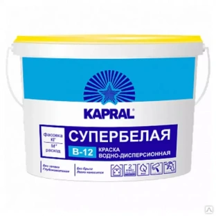 Краска водно-дисперсионная для внутренних работ Kapral В-12, 5 л (7,5 кг) 