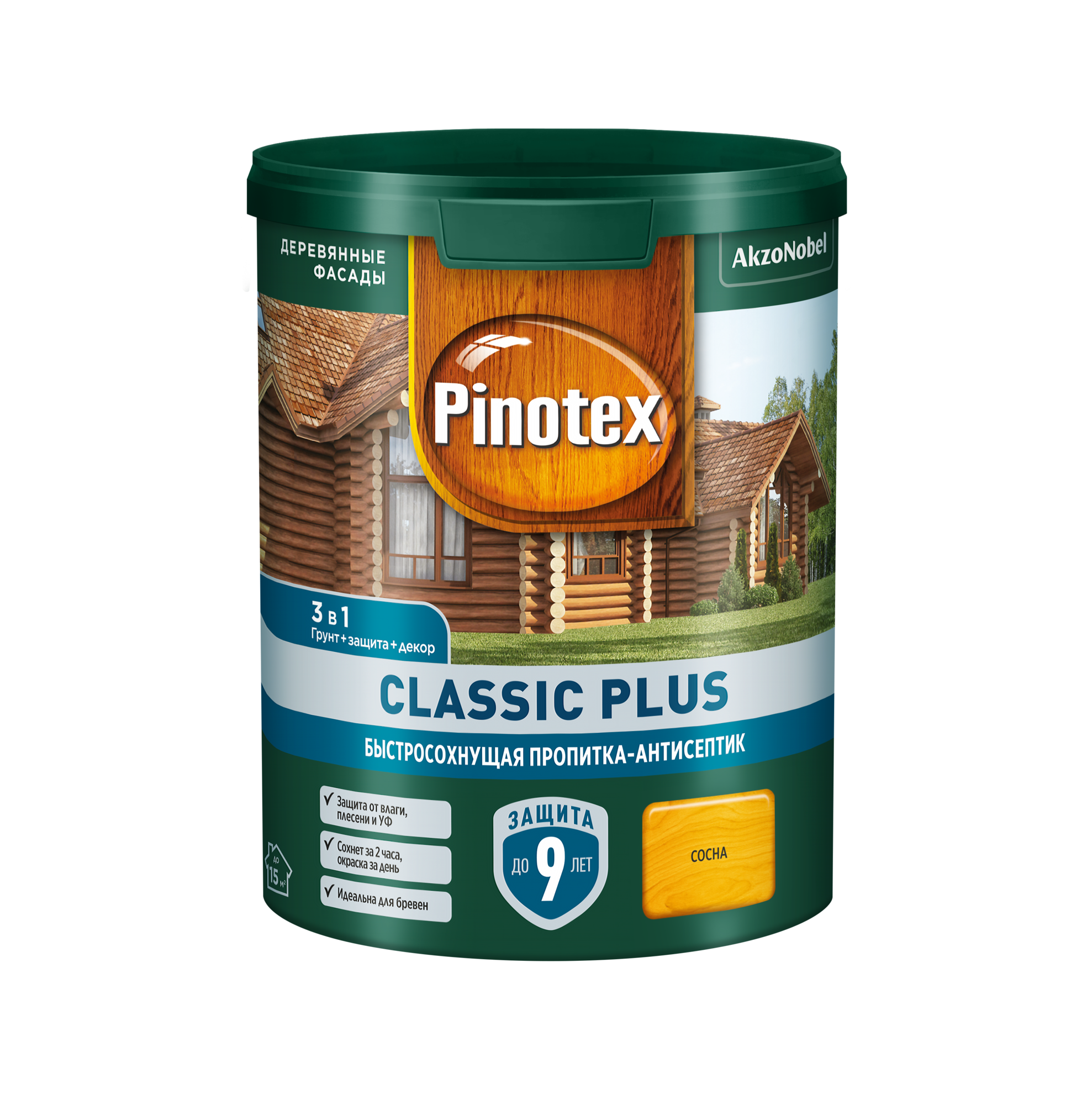 Pinotex CLASSIC plus 3 в 1 пропитка Сосна 0,9 л. 5479954 / 5727794