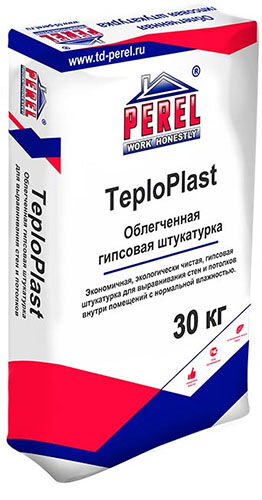 Гипсовая штукатурка TeploPlast белая 30 кг мешок Perel