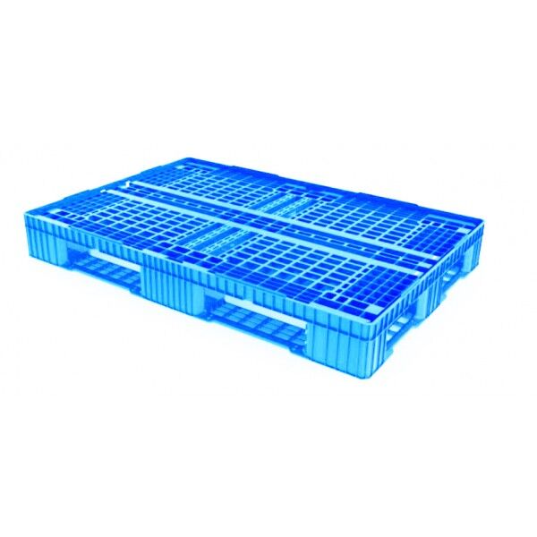 Лёгкий перфорированный пластиковый поддон на трёх полозьях 810х1210х150 мм, голубой Россия