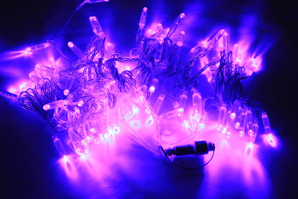 LED-PLS-100-10M-240V-V/C-W/O, фиолетовый/прозр. провод, соед (без сил шнура) С КОЛПАЧКОМ NEW 2021, , шт