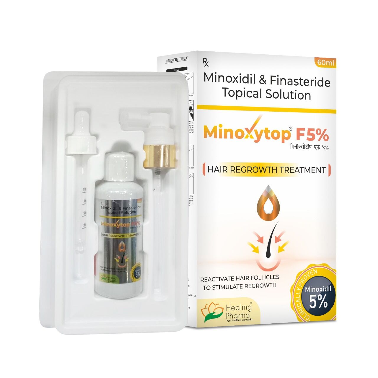Средство для роста волос Minoxytop F 5% Minoxidil Solution 5% + Finasteride 1% - Mиноксидил 5%