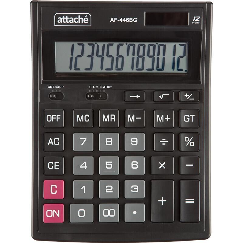 Калькулятор настольный Attache AF-446BG 12-разрядный черный/серый 203x153x48 мм