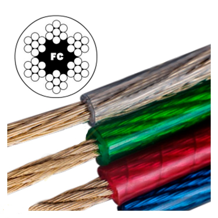 Трос для растяжки DIN 3055 в ПВХ оболочке плетение (6x7+FC) оцинкованная сталь цвет красный, d=4/5 мм L=250 м