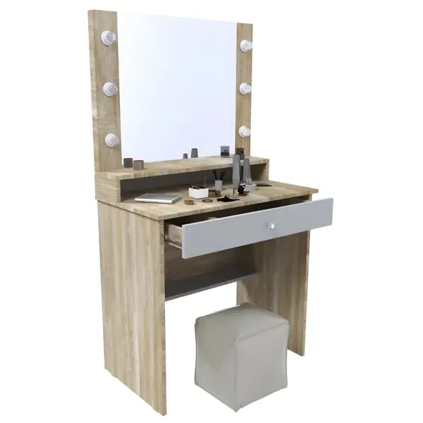 Туалетный столик с зеркалом Нева ТС107 80x146x45 см цвет белый/дуб сонома