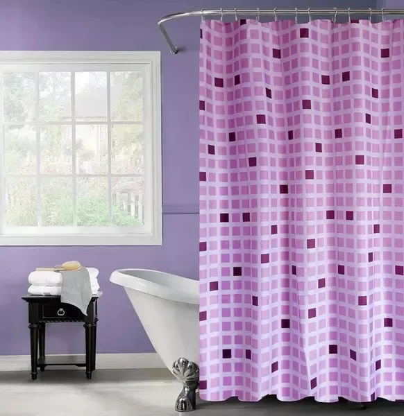 Штора для ванной «Fora» Темпур фукси 180/180 фиолетовый