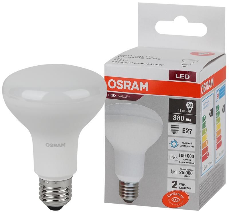 Лампа светодиодная LED Value LV R80 90 11SW/865 11Вт рефлектор матовая E27 230В 10х1 RU OSRAM 4058075582750 LEDVANCE