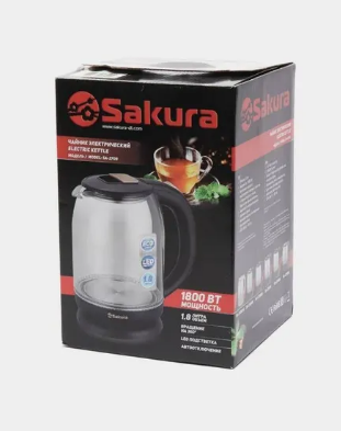 Чайник SAKURA SA-2709BR, 1,7л. стеклянный, коричневый, подсветка