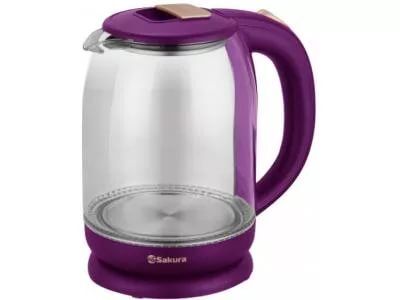 Чайник SAKURA SA-2709V PROMO, 1,8л. стеклянный фиолетовый подсветка
