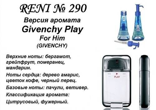 RENI 290 аромат направления GIVENCHY PLAY / Givenchy