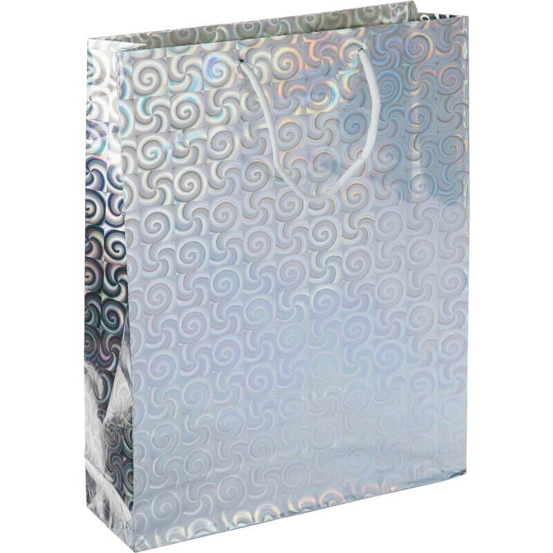 Пакет подарочный голографический (34x26x8 см, GBZ091 silver) NoName