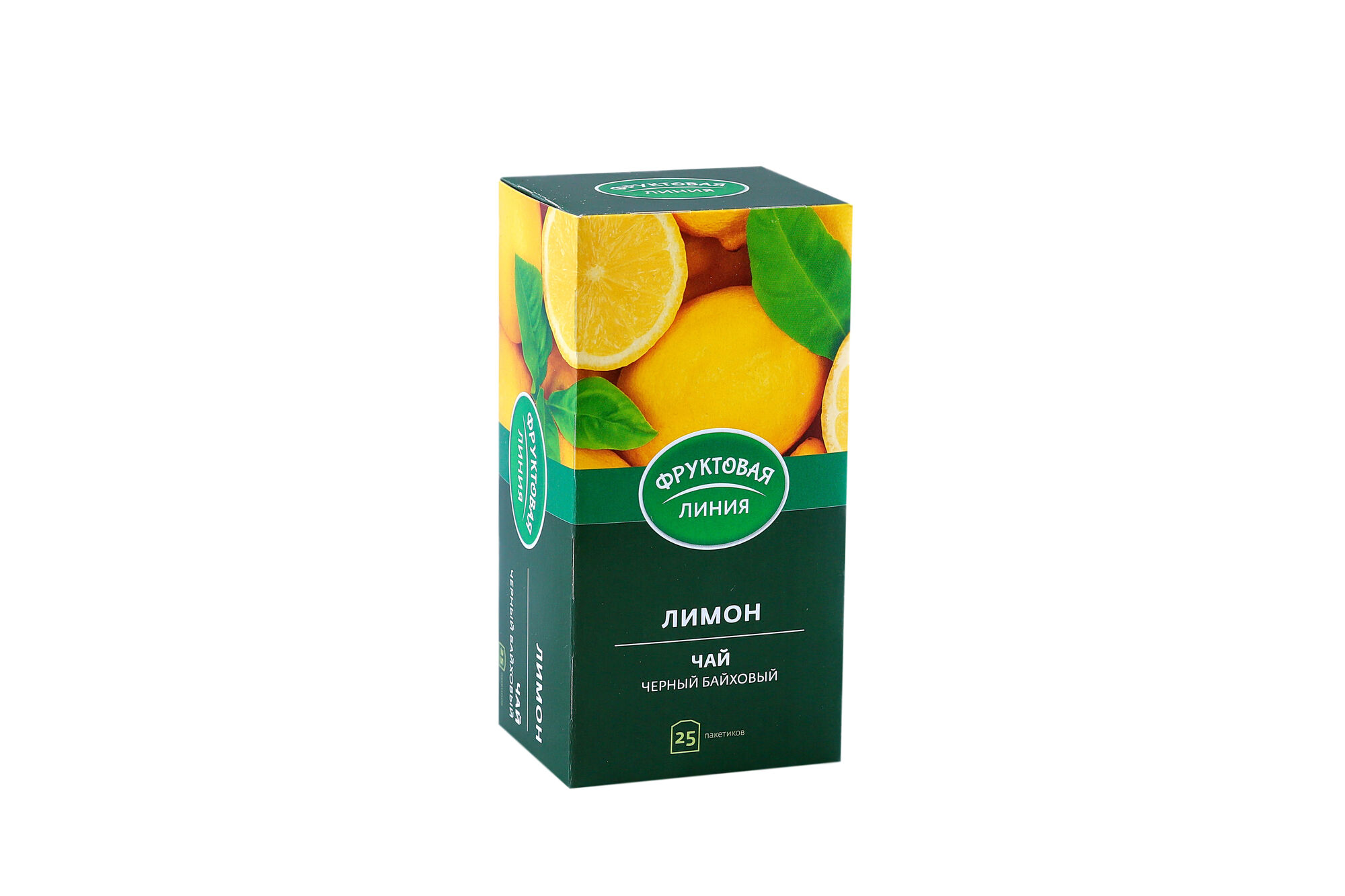 Чай Фруктовая линия ароматизированный Лимонный 25х1,5 г черный (в коробке 24 шт)