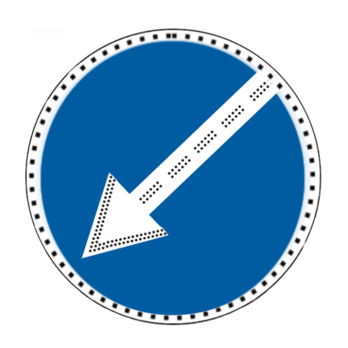 Знак дорожный светодиодный диаметр 900 мм светодиоды расположены по контуру знака и стрелке, 12 В