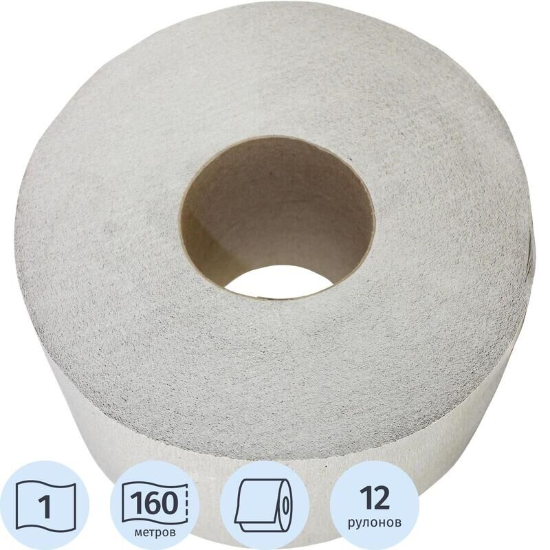 Бумага туалетная в рулонах Макс 220 1-слойная 12 рулонов по 160 метров NoName