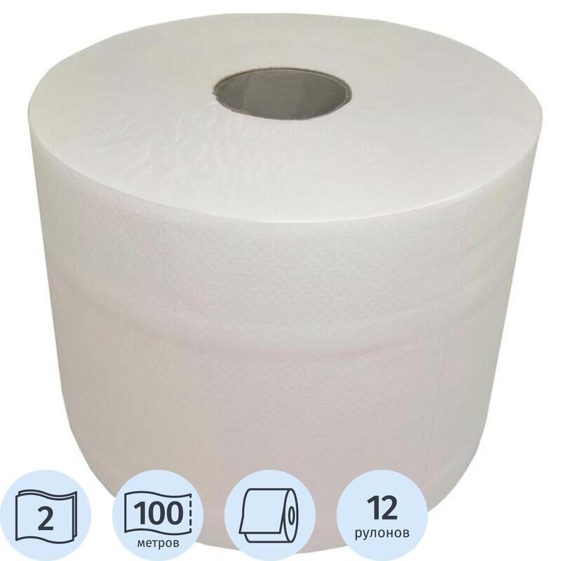 Бумага туалетная в рулонах Luscan Professional Etalon 2-слойная 12 рулонов по 100 метров Luscan Professional