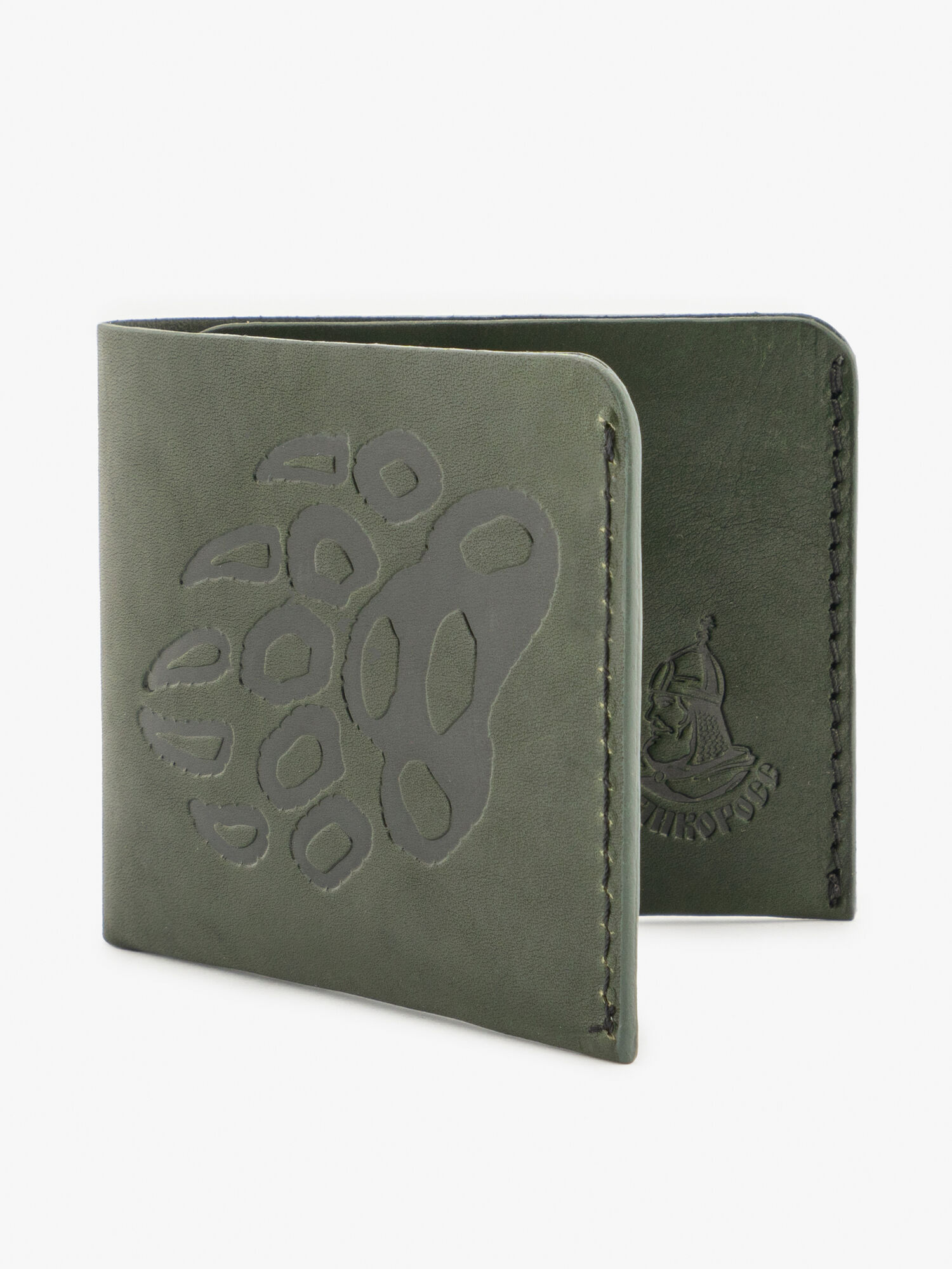 Бумажник-Компактный из натуральной кожи «Краст» тёмно-зелёного цвета