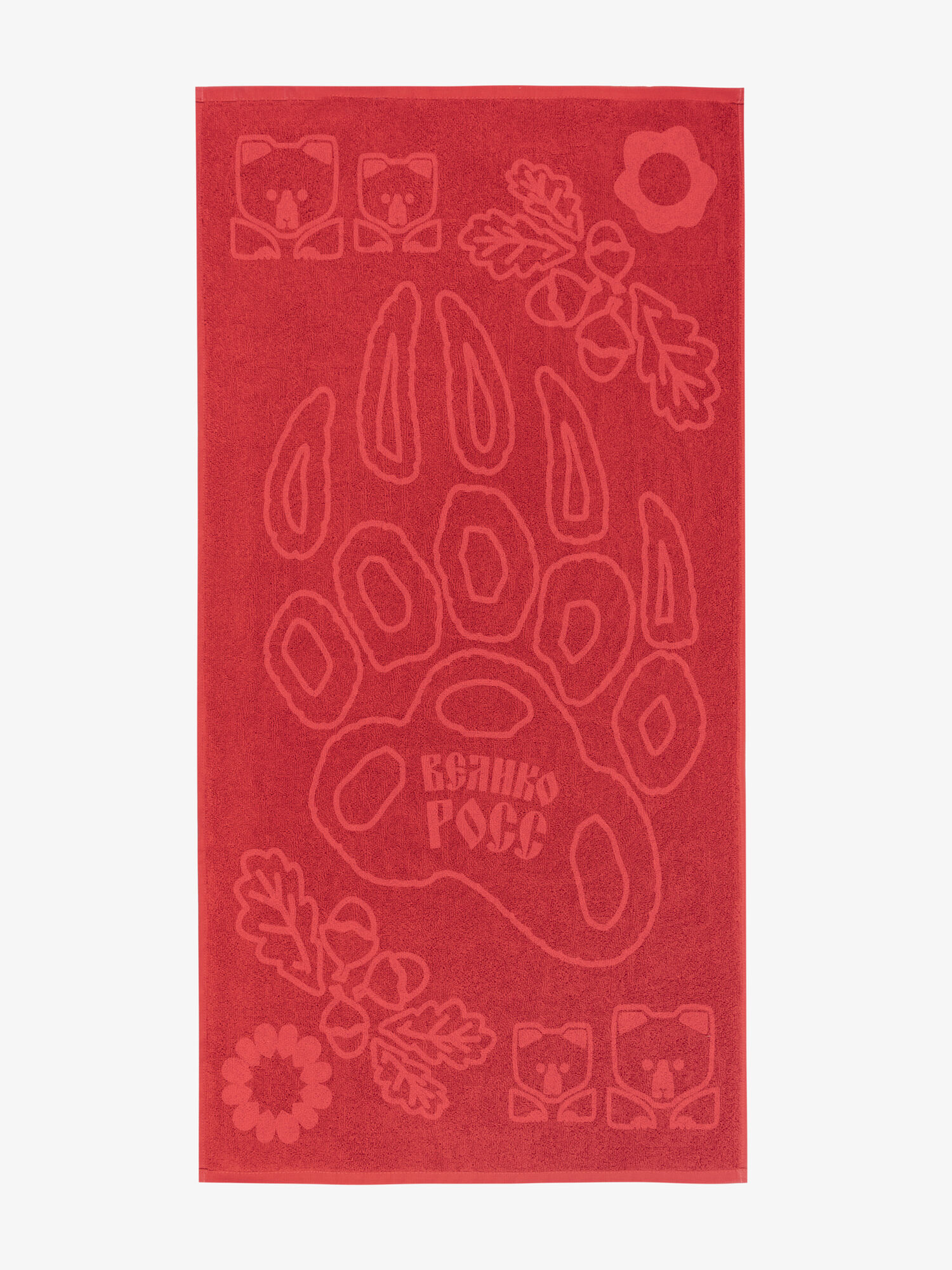 Полотенце махровое с объёмным жаккардовым рисунком «Таинственный Лес» красного цвета