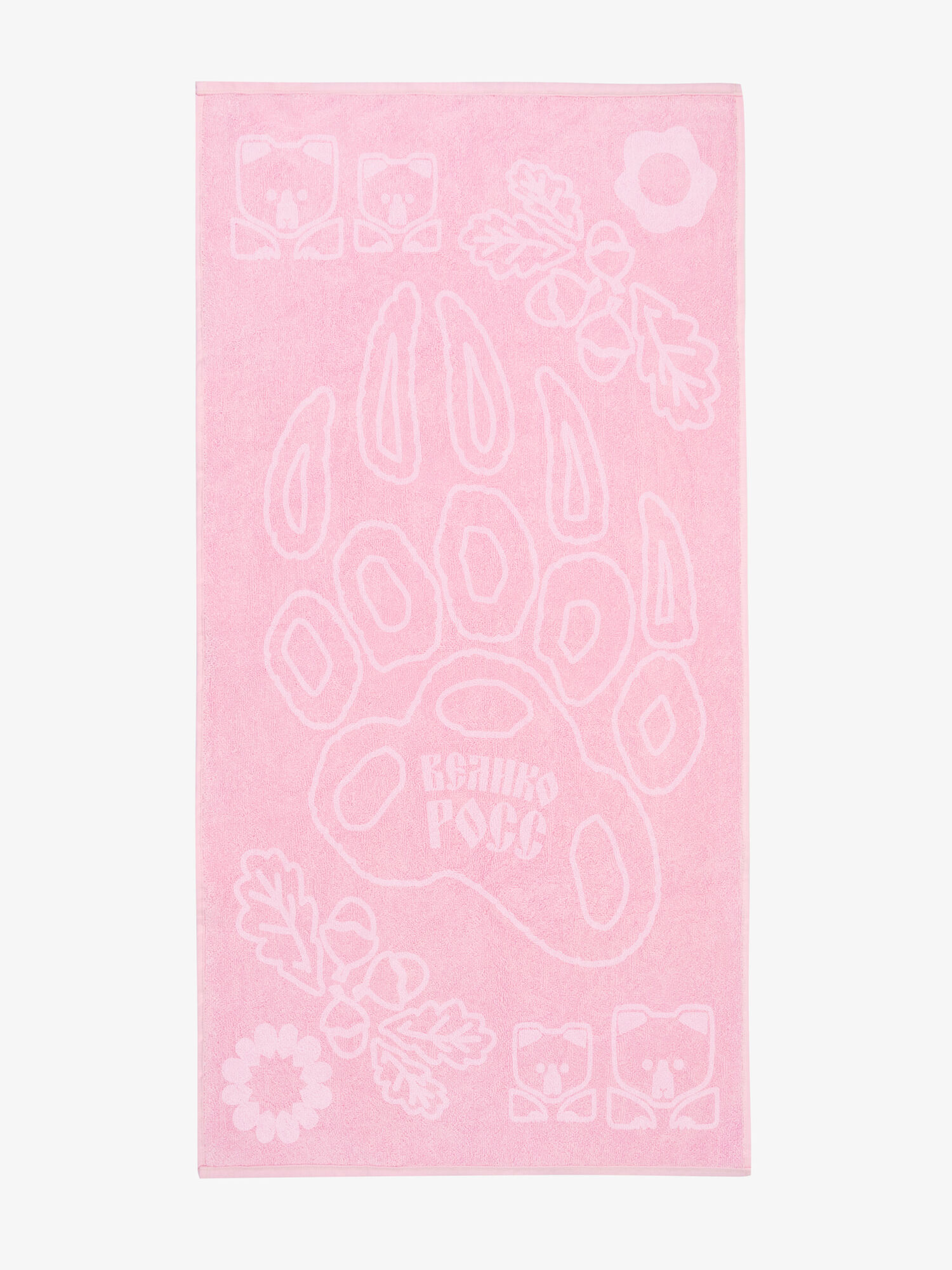 Полотенце махровое с объёмным жаккардовым рисунком «Таинственный Лес» розового цвета