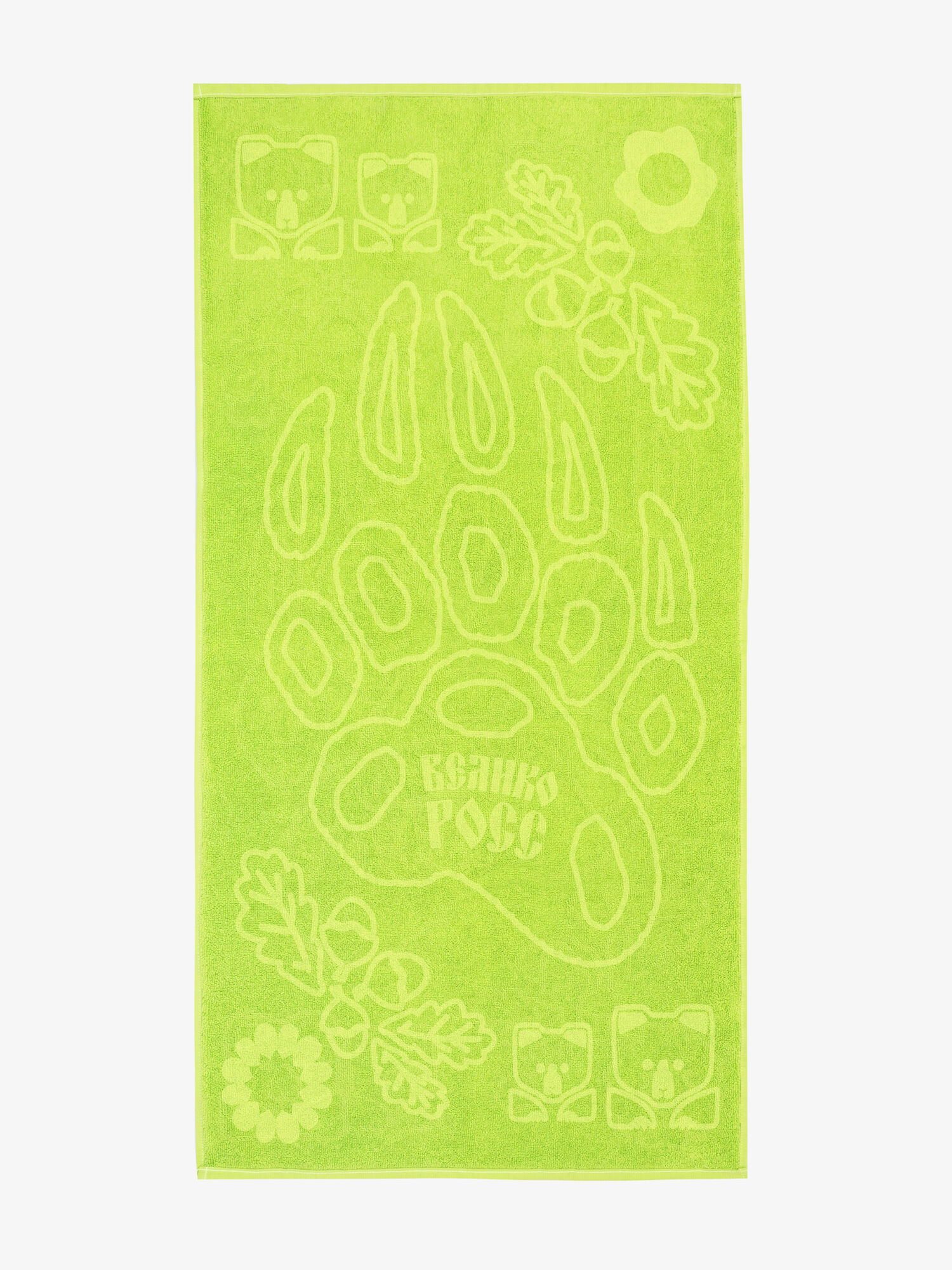 Полотенце махровое с объёмным жаккардовым рисунком «Таинственный Лес» салатового цвета