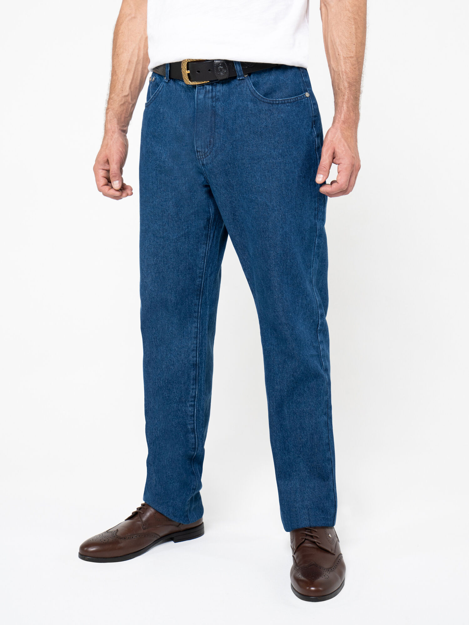 Плотные джинсы цвета синего индиго из премиального хлопка