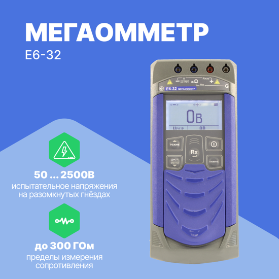 Измерители сопротивления электроизоляции (мегаомметры) Радио-Сервис Мегаомметр Е6-32 (С поверкой)