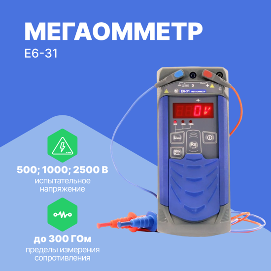 Измерители сопротивления электроизоляции (мегаомметры) Радио-Сервис Мегаомметр Е6‐31 (С поверкой)