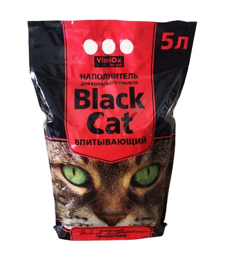 Наполнитель впитывающий Black Cat для кошачьего туалета, с ароматом ванили, 5л, VladOx 984157