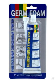 Герметик силиконовый универсал GERMFOAM прозрачный БЛИСТЕР 85мл 