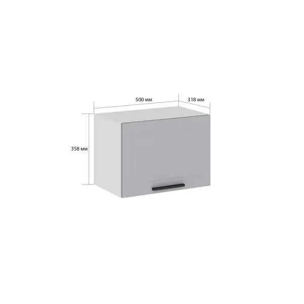 Навесной шкаф горизонтальный Сурская мебель Глетчер Гейнсборо 50x35.8x31.8 см МДФ цвет светло-серый