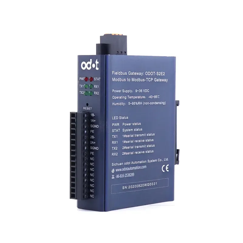 ODOT-S2E2 Промышленный шлюз 2 порта RS485 устройств Modbus RTU в сеть Ethernet 2 порта Modbus TCP