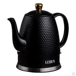 LEBEN Чайник электрический керамический 1,2 л, черный #1