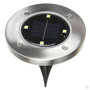 INBLOOM Фонарь на солнечной батарее d11,6 см, 4 LED лампы, свечение белым, 1xAA 300 mAh 1.2V, пластик, нерж.сталь #1