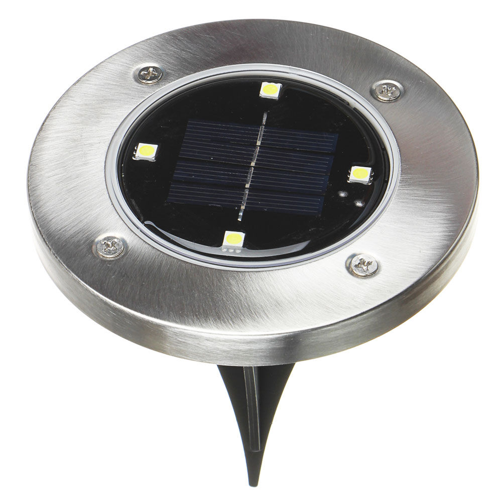 INBLOOM Фонарь на солнечной батарее d11,6 см, 4 LED лампы, свечение белым, 1xAA 300 mAh 1.2V, пластик, нерж.сталь