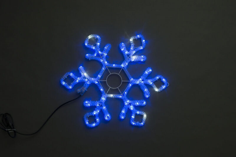 LED-XM(FR)-2D-CK022-24'-B-F(W) Синяя Снежинка 60.5х52см с белыми Flash LED FLESI-NEON