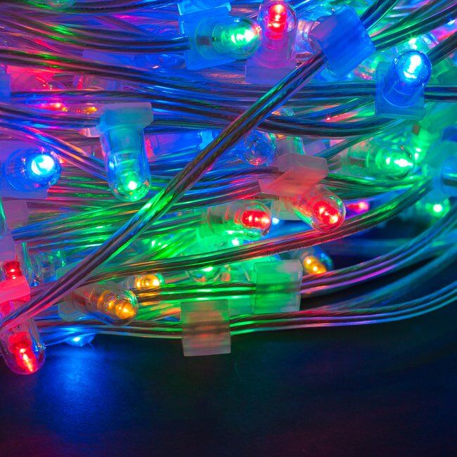 Светодиодная ФЛЕШ гирлянда клип-лайт с защитными колпачками, с трансформатором 100 метров, 12V - Мульти neo-neon