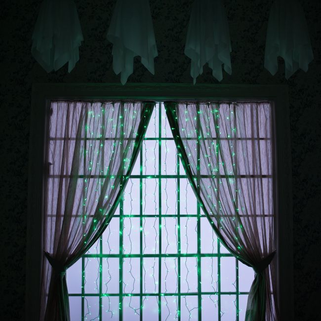 Светодиодный мерцающий занавес Плей Лайт 2 х 3 метра - Зелёный (прозрачный провод) neo-neon