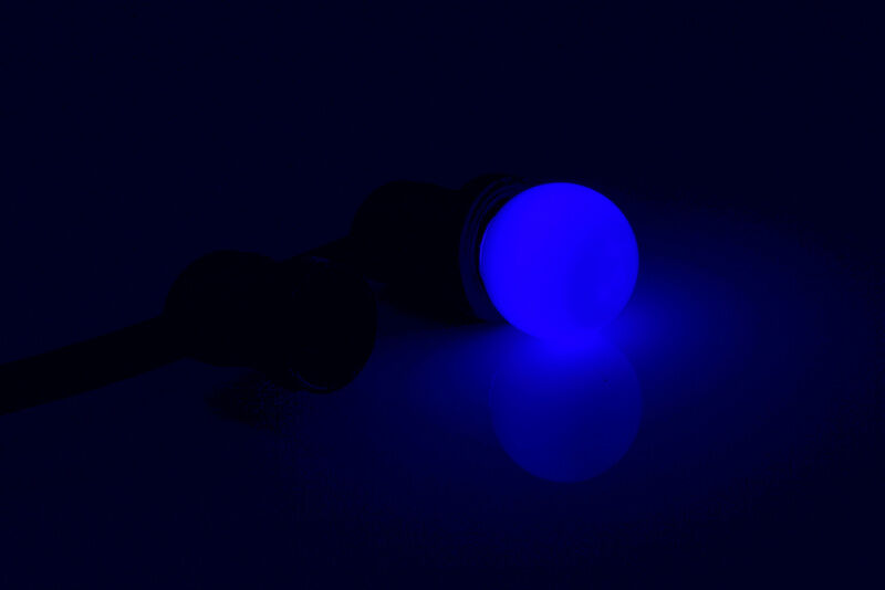 LED G45 0.5W 220-240V Blue E27 (ДИММИРУЕМАЯ) синяя новый завод FLESI-NEON