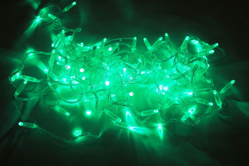 LED-PLS-100-10M-240V-LG/C-W/O, светло-зелен/прозр. провод, соед (без сил шнура) С КОЛПАЧКОМ NEW 2021 FLESI-NEON