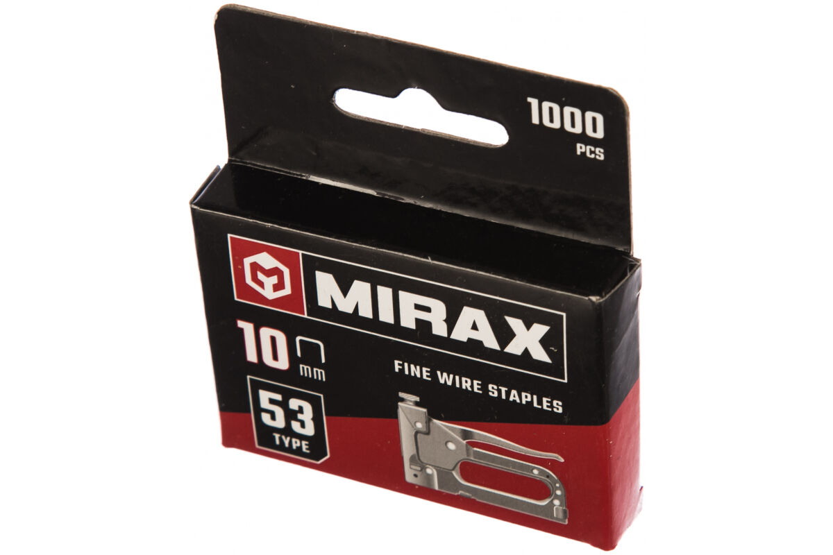 Скобы для степлера Тип 53, 10 мм - 1000шт в уп MIRAX