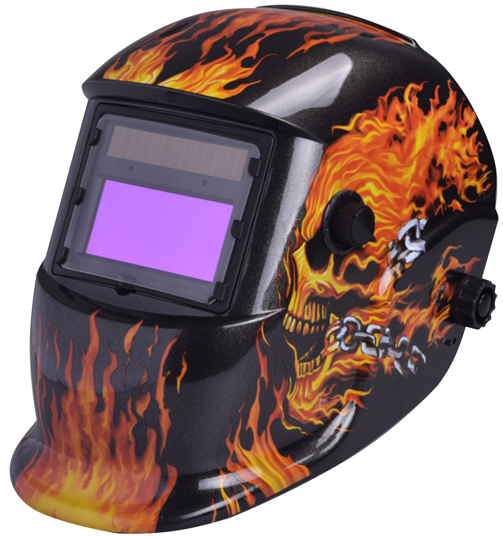 Самозатемняющаяся сварочная маска BRIMA MEGA HA-1110o (огненный череп) brima