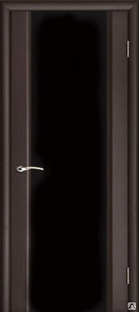 Дверь шпон Венеция венге ( чёрное широкое стекло без рисунка) . 